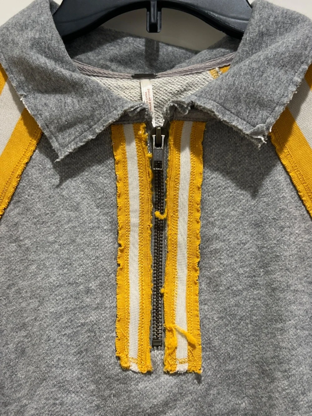 Free People Sweatshirt Women’s Size Small Varsity Crop Preppy School Half Zip